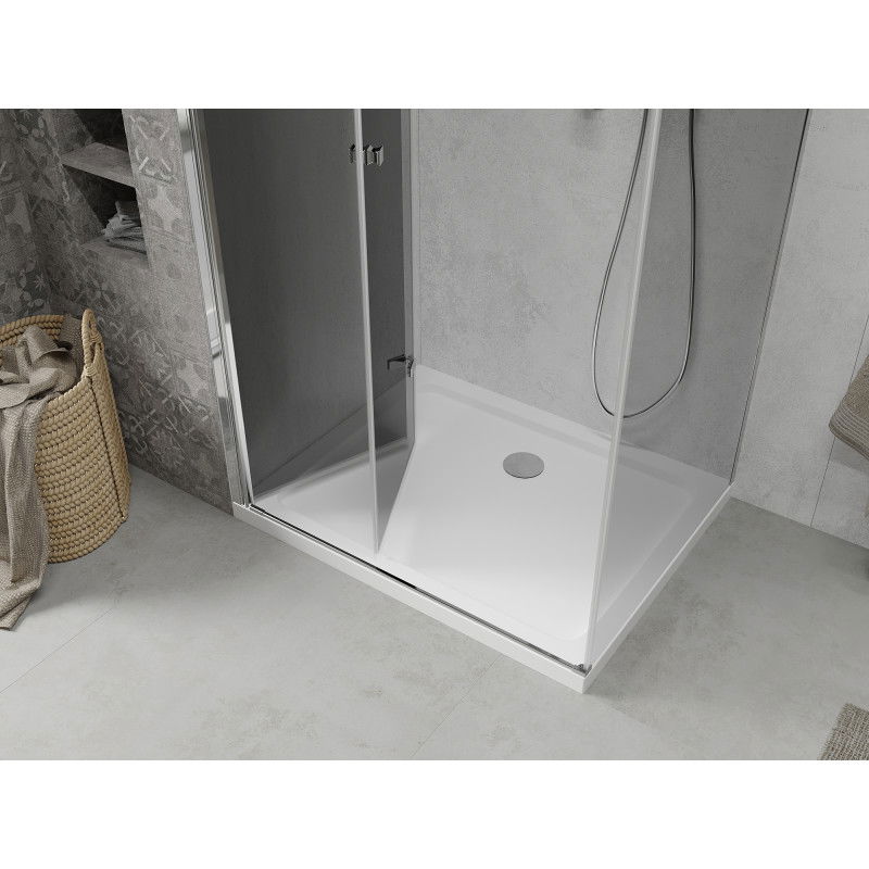Mexen Lima folding shower cabin 100 x 120 cm, graphite, chrome + Flat tray, white - 856-100-120-01-40-4010