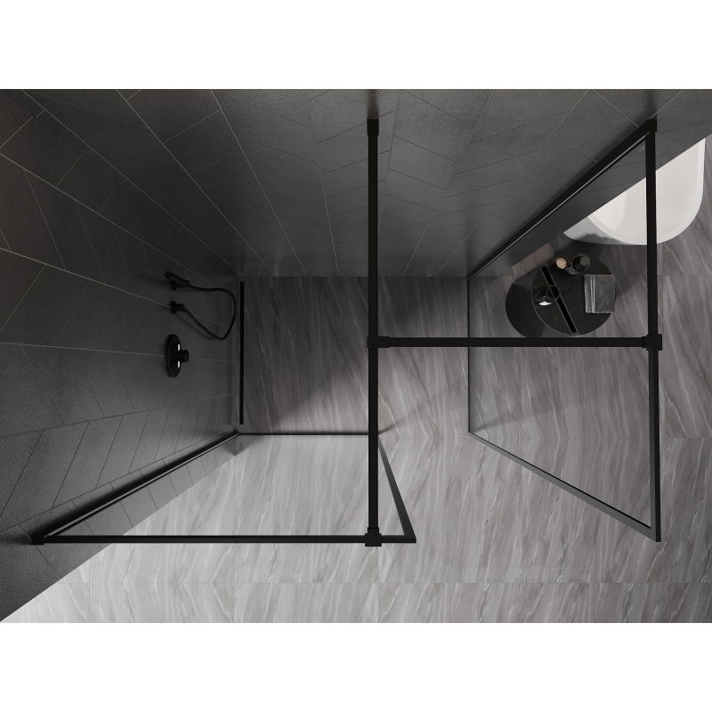 Mexen Kioto-F Walk-in Shower Wall with Frame 170 x 70 cm, Transparent 8 mm, Black - 800-170-202-04-70-070