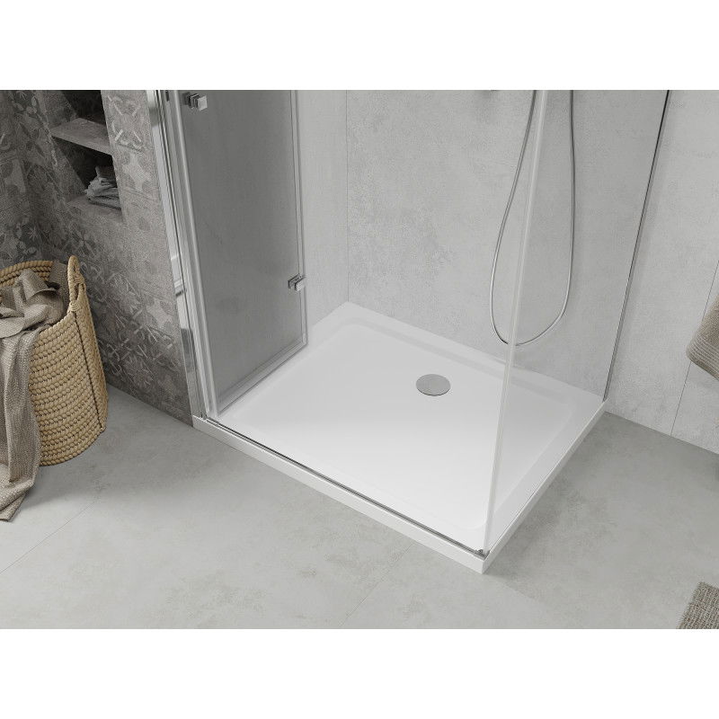 Mexen Lima folding shower cabin 100 x 80 cm, transparent, chrome + Flat tray - 856-100-080-01-00-4010