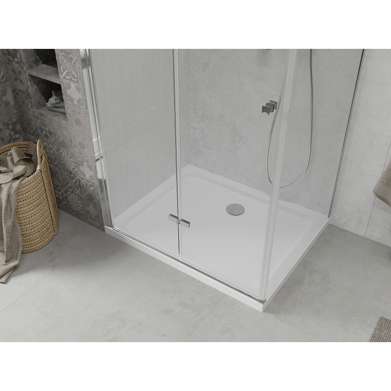 Mexen Lima folding shower cabin 100 x 90 cm, transparent, chrome + Flat shower tray - 856-100-090-01-00-4010