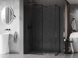 Mexen Kioto-F Shower Wall Walk-in with Frame 125 x 80 cm, Transparent 8 mm, Black - 800-125-202-04-70-080
