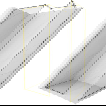 Mexen Kioto-F Walk-in Shower Screen with Frame 110 x 105 cm, Transparent 8 mm, Gold - 800-110-202-04-50-105