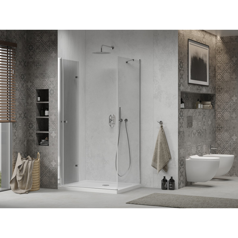 Mexen Lima foldable shower cabin 120 x 70 cm, transparent, chrome + Flat shower tray - 856-120-070-01-00-4010