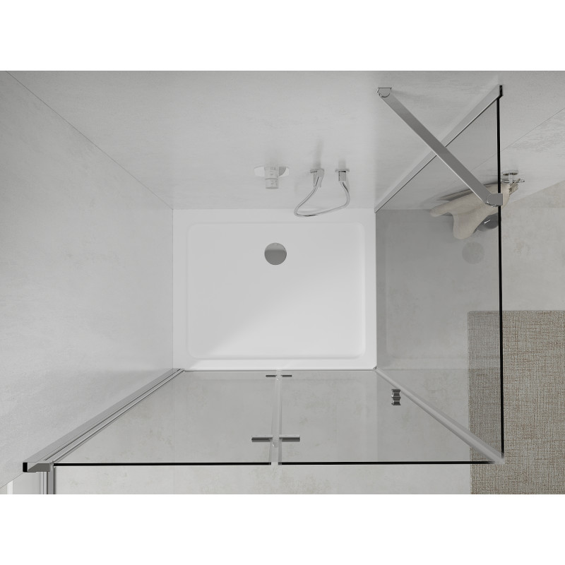 Mexen Lima folding shower cabin 120 x 80 cm, transparent, chrome + Flat shower tray - 856-120-080-01-00-4010