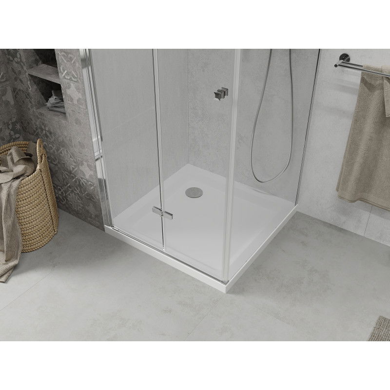 Mexen Lima folding shower cabin 90 x 90 cm, transparent, chrome + Flat tray - 856-090-090-01-00-4010