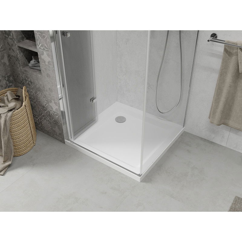 Mexen Lima folding shower cabin 90 x 90 cm, transparent, chrome + Flat tray - 856-090-090-01-00-4010