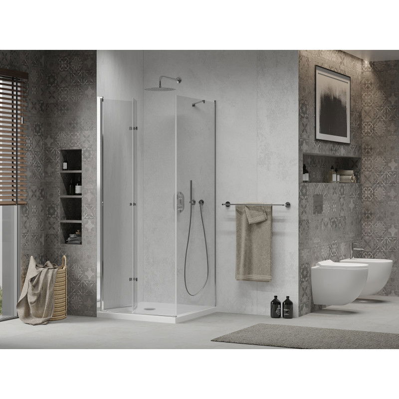 Mexen Lima folding shower cabin 70 x 70 cm, transparent, chrome + Flat tray - 856-070-070-01-00-4010
