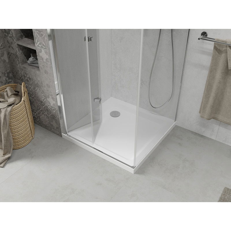 Mexen Lima folding shower cabin 70 x 70 cm, transparent, chrome + Flat tray - 856-070-070-01-00-4010