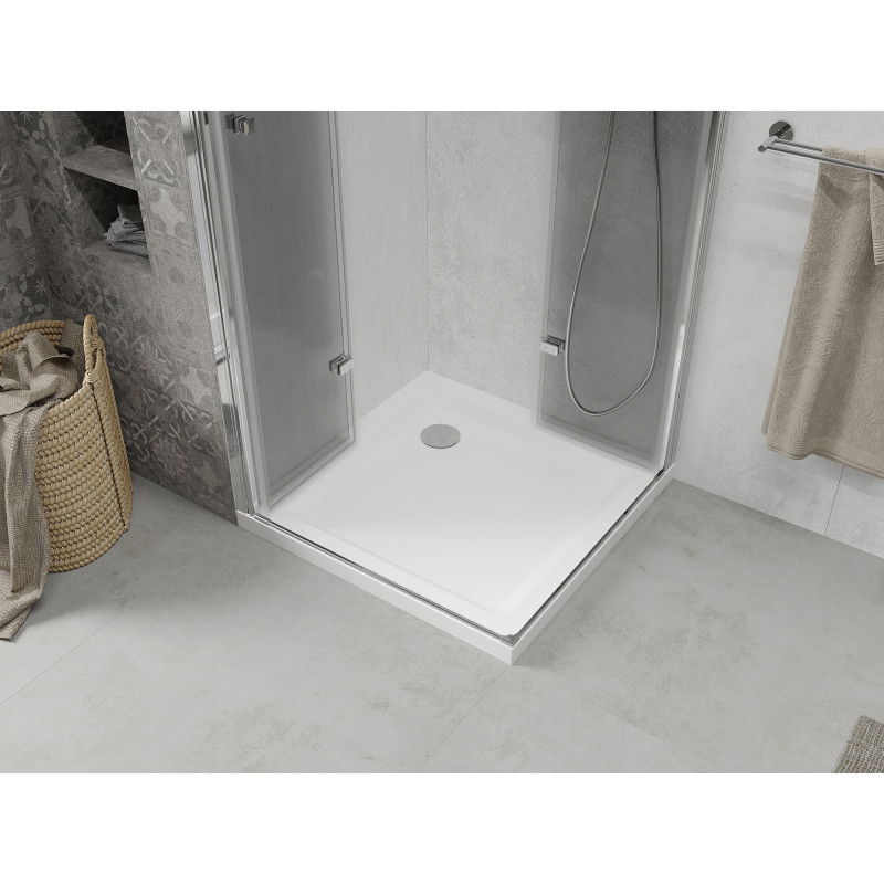 Mexen Lima Duo folding shower cabin 70 x 70 cm, transparent, chrome + Flat tray - 856-070-070-01-02-4010