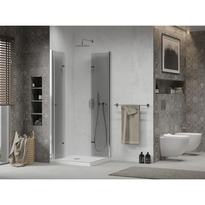 Mexen Lima Duo folding shower cabin 90 x 90 cm, transparent, chrome + Flat tray - 856-090-090-01-02-4010