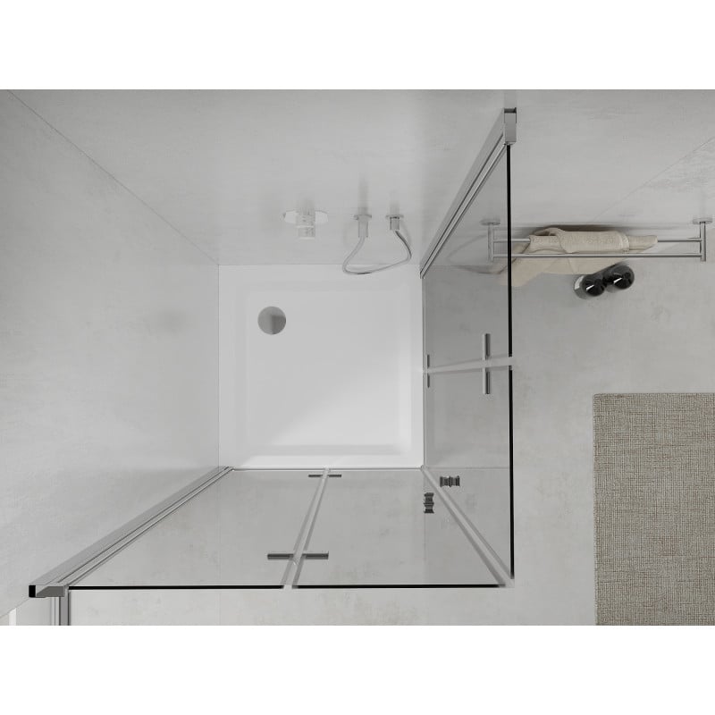 Mexen Lima Duo Foldable Shower Cabin 100 x 100 cm, Transparent, Chrome + Flat Tray - 856-100-100-01-02-4010