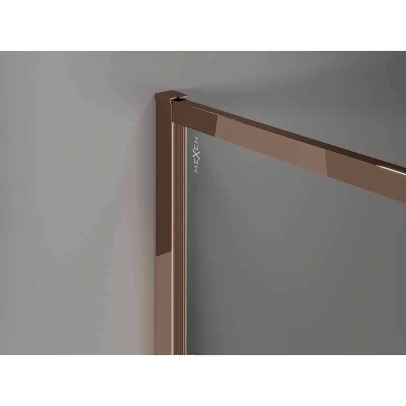 Mexen Kioto-F Walk-in Shower Wall with Frame 130 x 70 cm, Transparent 8 mm, Rose Gold - 800-130-202-04-60-070
