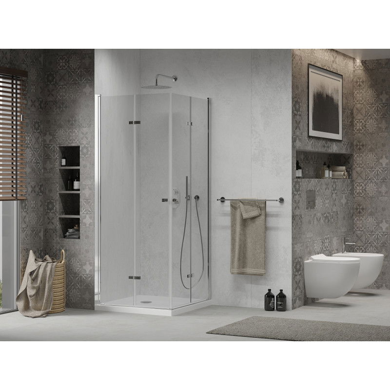 Mexen Lima Duo folding shower cabin 100 x 100 cm, transparent, chrome + Flat tray - 856-100-100-01-02-4010