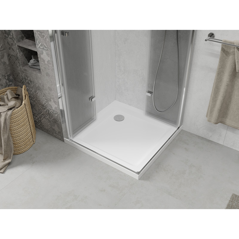 Mexen Lima Duo Foldable Shower Cabin 100 x 100 cm, Transparent, Chrome + Flat Tray - 856-100-100-01-02-4010