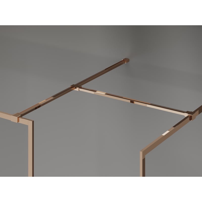 Mexen Kioto-F Walk-in Shower Wall with Frame 100 x 75 cm, Transparent 8 mm, Rose Gold - 800-100-202-04-60-075