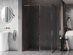 Mexen Kioto-F Shower Wall Walk-in with Frame 155 x 80 cm, Transparent 8 mm, Rose Gold - 800-155-202-04-60-080