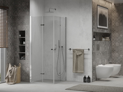 Mexen Lima Duo folding shower cubicle 80 x 80 cm, Transparent, Chrome - 856-080-080-02-00