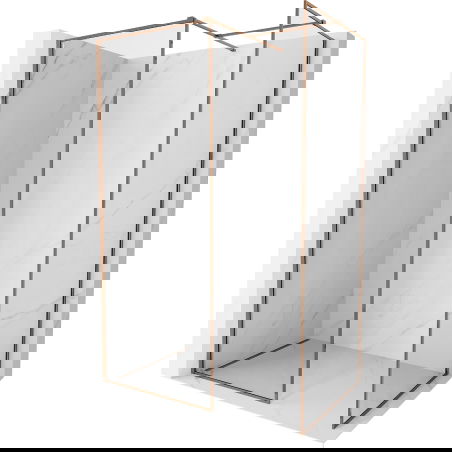 Mexen Kioto-F Walk-in Shower Screen with Frame 180 x 85 cm, Transparent 8 mm, Rose Gold - 800-180-202-04-60-085