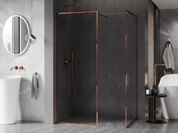Mexen Kioto-F Walk-in shower screen with frame 150 x 95 cm, transparent 8 mm, rose gold - 800-150-202-04-60-095