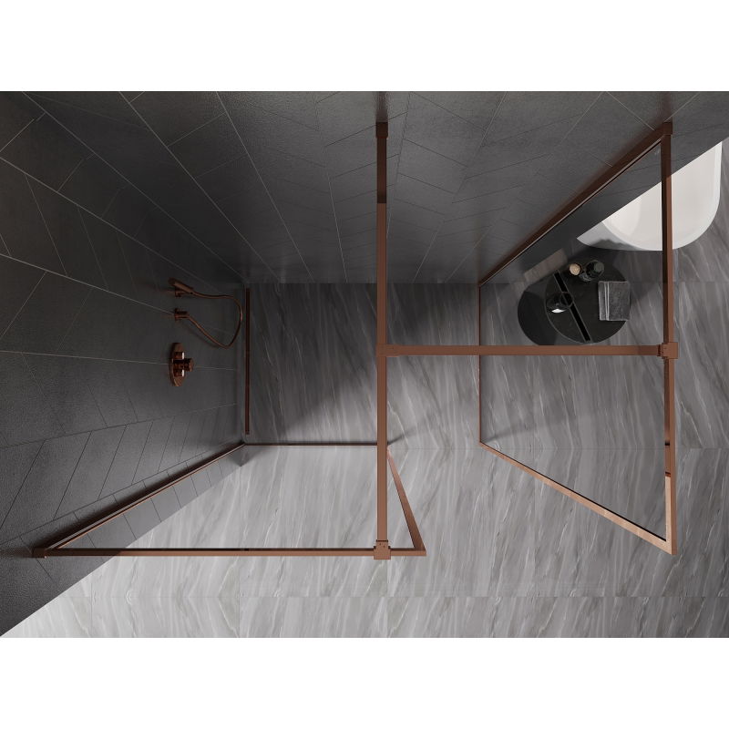 Mexen Kioto-F Walk-in Shower Screen with Frame 115 x 90 cm, Transparent 8 mm, Rose Gold - 800-115-202-04-60-090