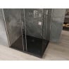 Mexen Omega sliding shower cabin 100 x 80 cm, transparent, chrome + Flat tray, black - 825-100-080-01-00-4070