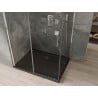 Mexen Omega sliding shower cabin 100 x 80 cm, transparent, chrome + Flat tray, black - 825-100-080-01-00-4070