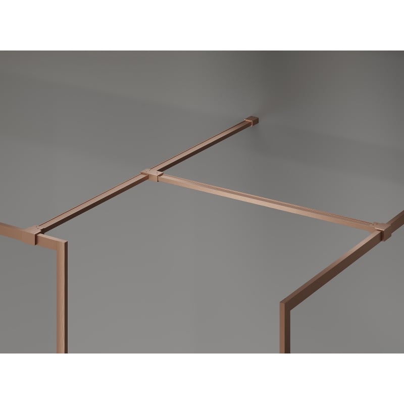 Mexen Kioto-F Walk-in Shower Wall with Frame 140 x 100 cm, Transparent 8 mm, Brushed Copper - 800-140-202-04-65-100