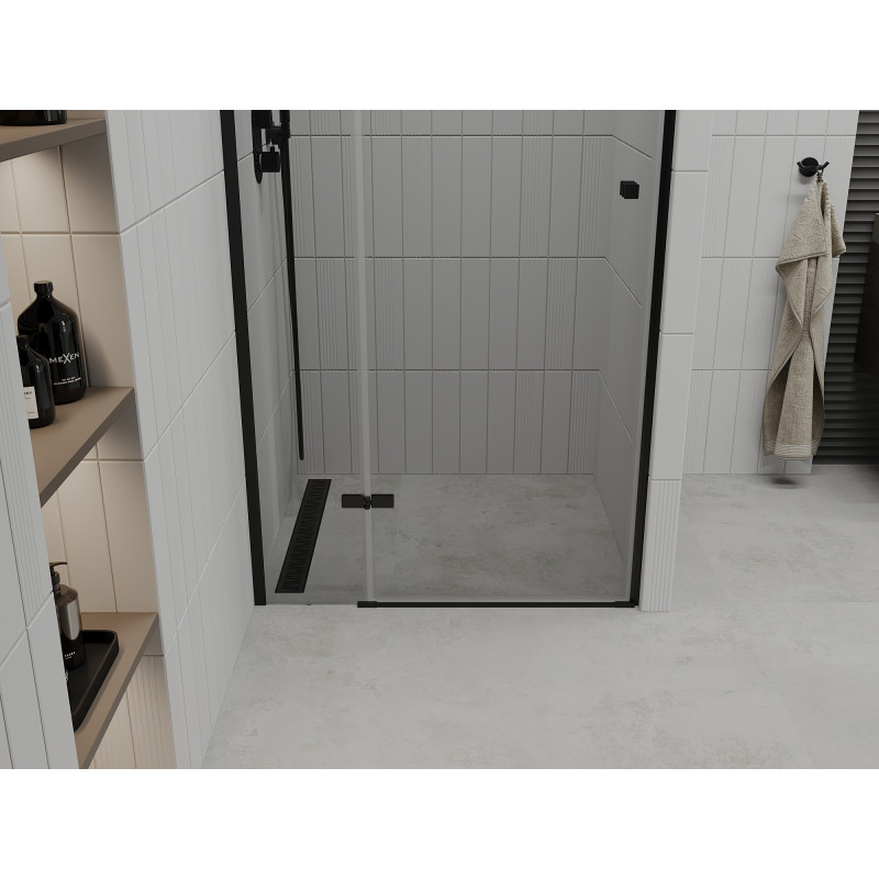 Mexen Roma hinged shower door 70 cm, transparent, black - 854-070-000-70-00