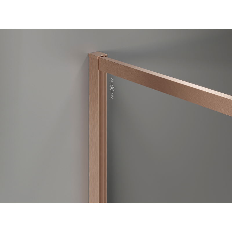 Mexen Kioto-F Walk-in Shower Wall with Frame 160 x 115 cm, Transparent 8 mm, Brushed Copper - 800-160-202-04-65-115