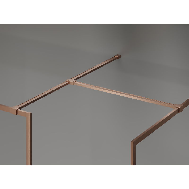 Mexen Kioto-F Walk-in Shower Wall with Frame 145 x 120 cm, Transparent 8 mm, Brushed Copper - 800-145-202-04-65-120
