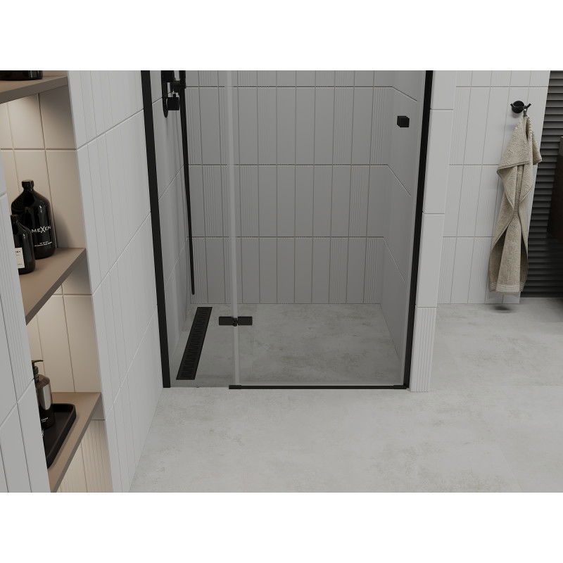 Mexen Roma 90 cm Hinged Shower Door, Transparent, Black - 854-090-000-70-00