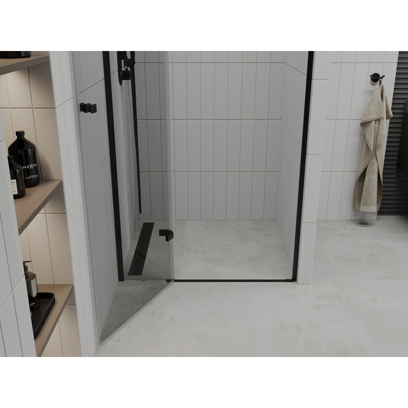 Mexen Roma swing shower doors 110 cm, transparent, black - 854-110-000-70-00