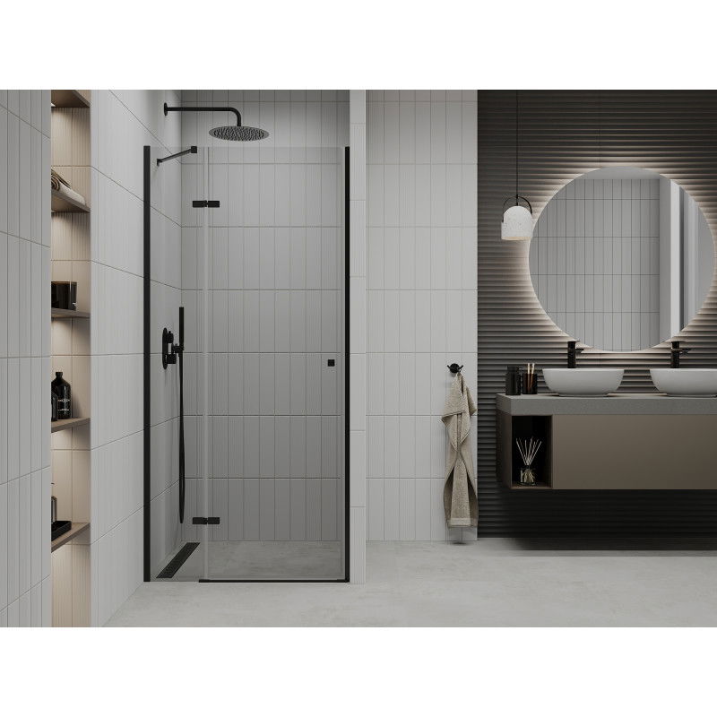 Mexen Roma 110 cm Hinged Shower Door, Transparent, Black - 854-110-000-70-00