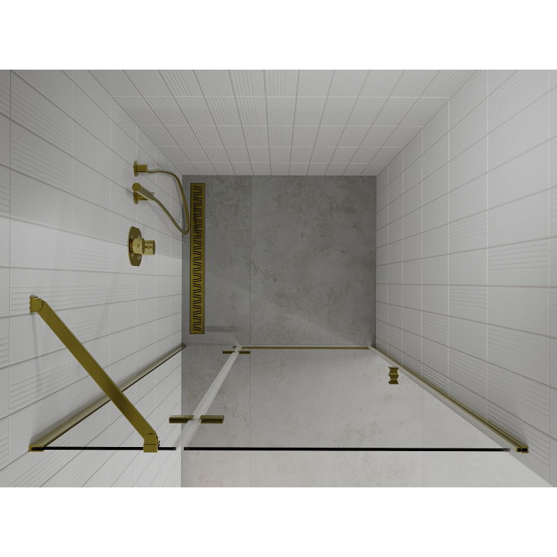 Mexen Roma 70 cm Hinged Shower Door, Transparent, Gold - 854-070-000-50-00