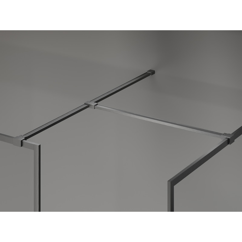 Mexen Kioto-F Walk-in Shower Panel with Frame 155 x 90 cm, Transparent 8 mm, Brushed Gun Gray - 800-155-202-04-66-090