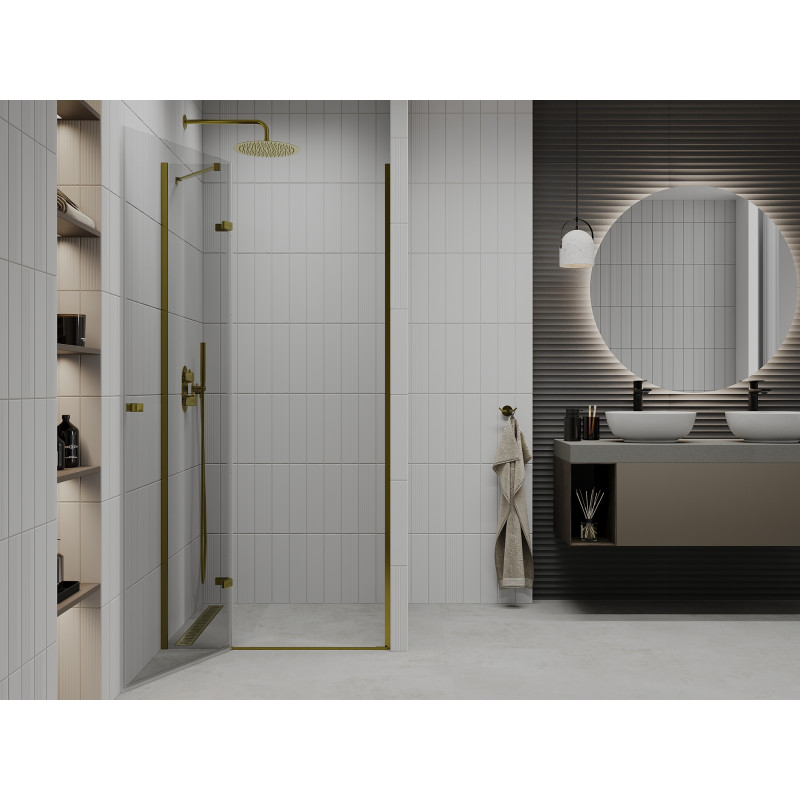 Mexen Roma swing shower door 100 cm, transparent, gold - 854-100-000-50-00