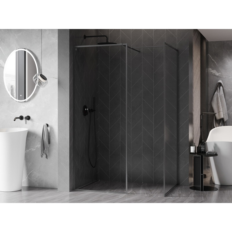 Mexen Kioto-F Walk-in Shower Wall with Frame 170 x 95 cm, Transparent 8 mm, Gun Gray Brushed - 800-170-202-04-66-095