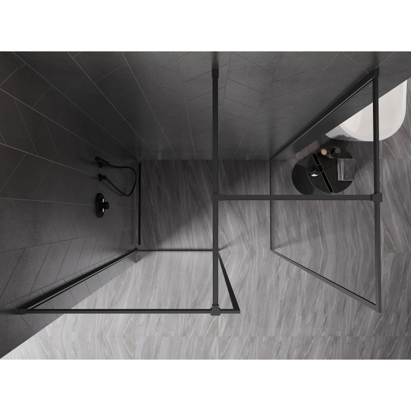 Mexen Kioto-F Walk-in Shower Wall with Frame 110 x 105 cm, Transparent 8 mm, Gun Metal - 800-110-202-04-95-105