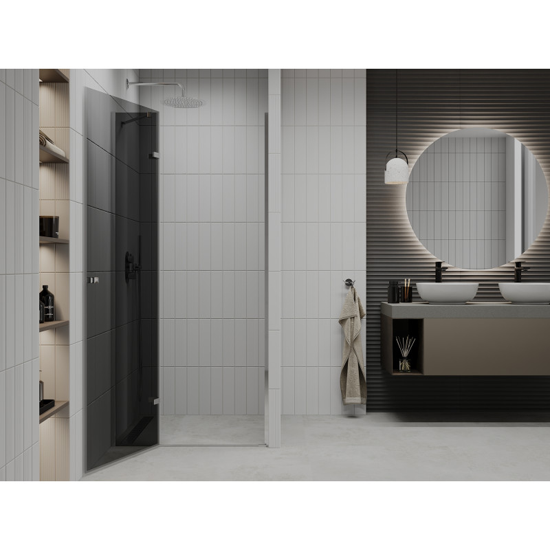 Mexen Roma swing shower door 80 cm, graphite, chrome - 854-080-000-01-40