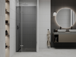 Mexen Roma hinged shower door 90 cm, Graphite, Chrome - 854-090-000-01-40