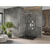 Mexen Omega extendable shower cubicle 120 x 80 cm, Transparent, Chrome + shower tray Flat, Black - 825-120-080-01-00-4070