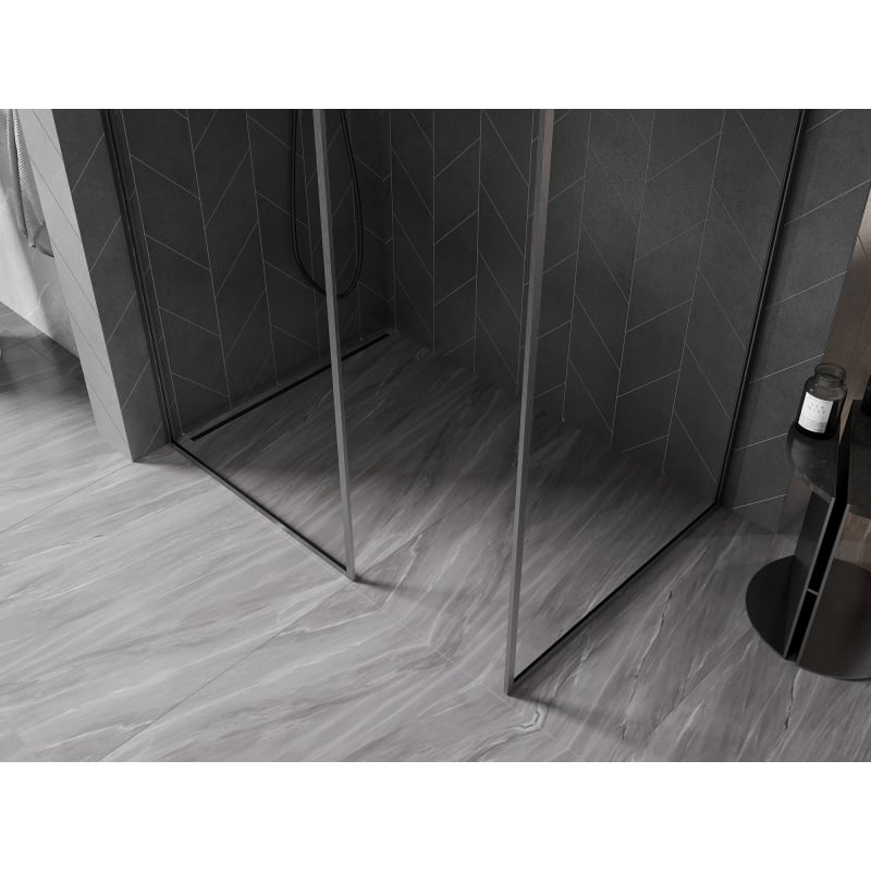 Mexen Kioto-F Walk-in Shower Screen with Frame 105 x 80 cm, Transparent 8 mm, Brushed Gun Gray - 800-105-202-04-66-080