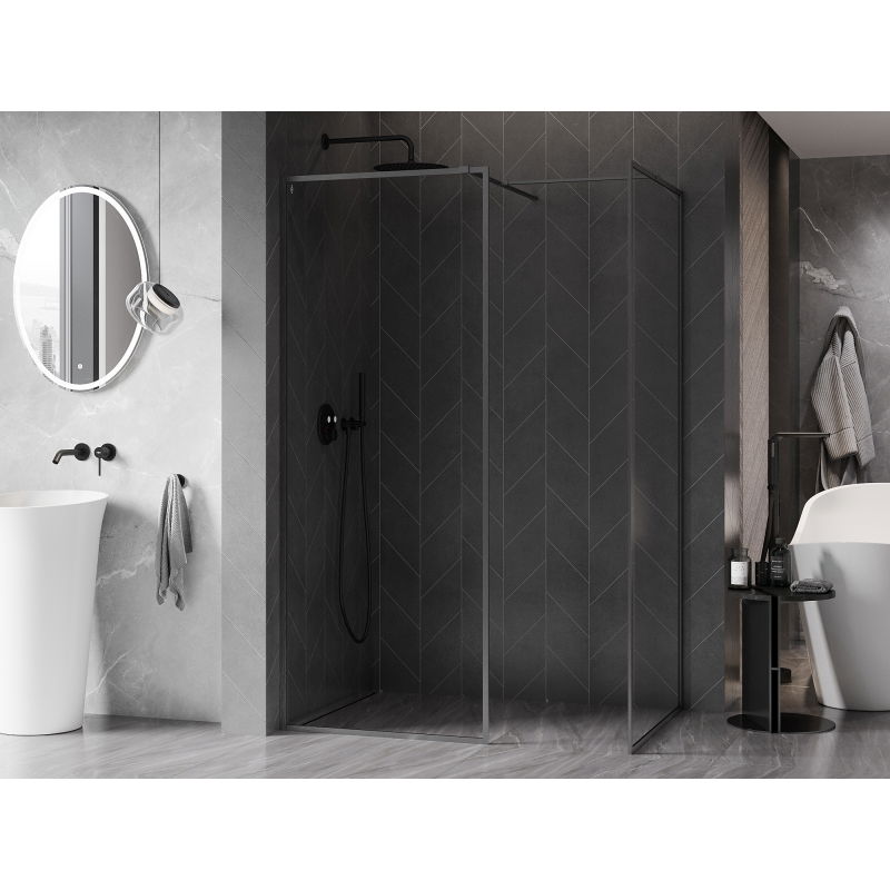 Mexen Kioto-F Walk-in Shower Wall with Frame 105 x 100 cm, Transparent 8 mm, Brushed Gun Gray - 800-105-202-04-66-100