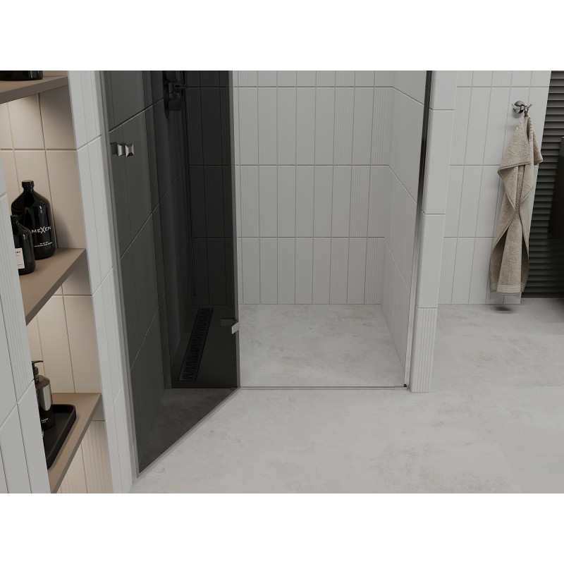 Mexen Roma hinged shower door 120 cm, graphite, chrome - 854-120-000-01-40