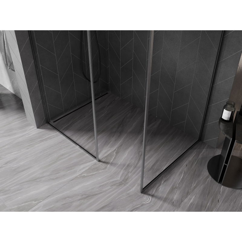Mexen Kioto-F Walk-in shower wall with frame 125 x 120 cm, transparent 8 mm, brushed gun gray - 800-125-202-04-66-120