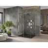 Mexen Omega sliding shower enclosure 120 x 90 cm, transparent, chrome + Flat shower tray, black - 825-120-090-01-00-4070