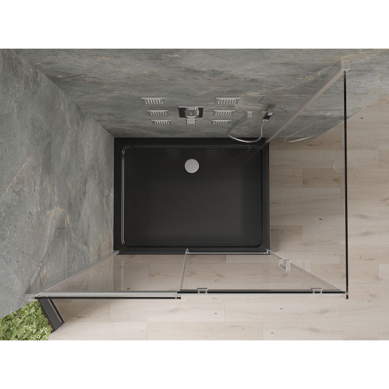 Mexen Omega Sliding Shower Enclosure 120 x 90 cm, Transparent, Chrome + Flat Tray, Black - 825-120-090-01-00-4070