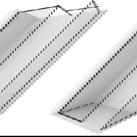 Mexen Kioto-F Walk-in Shower Screen with Frame 125 x 90 cm, Transparent 8 mm, Black - 800-125-202-04-70-090