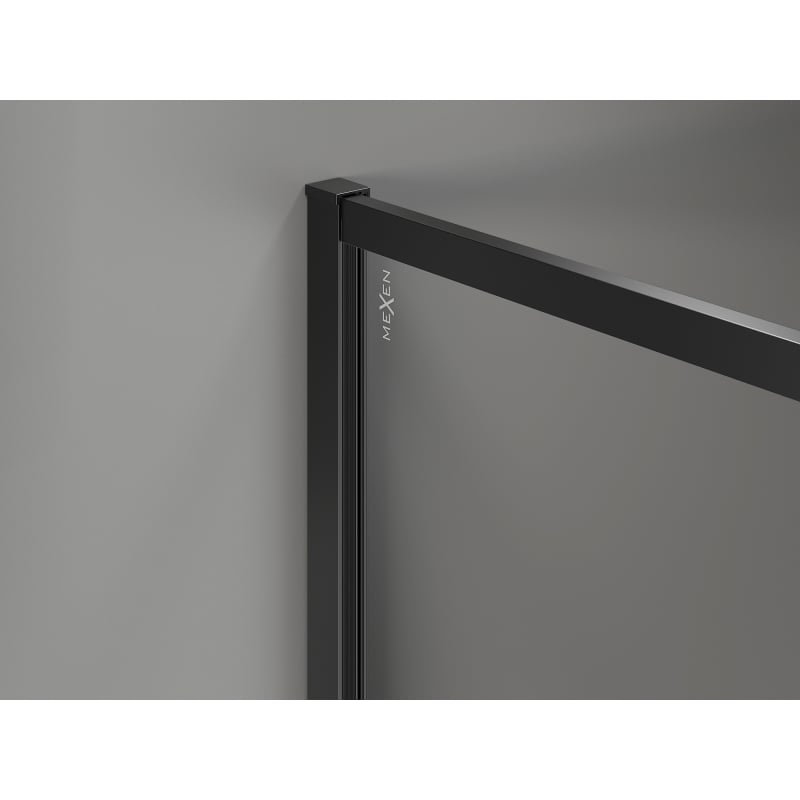 Mexen Kioto-F Walk-in Shower Wall with Frame 120 x 95 cm, Transparent 8 mm, Black - 800-120-202-04-70-095