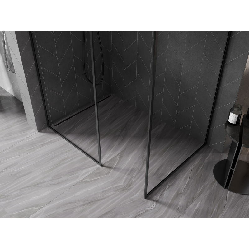 Mexen Kioto-F Walk-in Shower Screen with Frame 180 x 115 cm, Transparent 8 mm, Black - 800-180-202-04-70-115